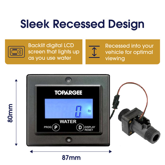 Topargee Flush Mount Water Tank Gauge sleek recessed design installed flush into panel