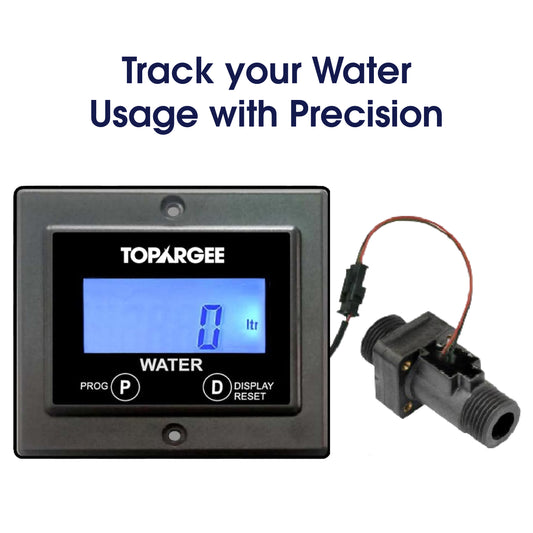 Topargee Flush Mount Water Tank Gauge and sender unit with text Track Your Water Usage with Precision for RV caravan, overlander and boat