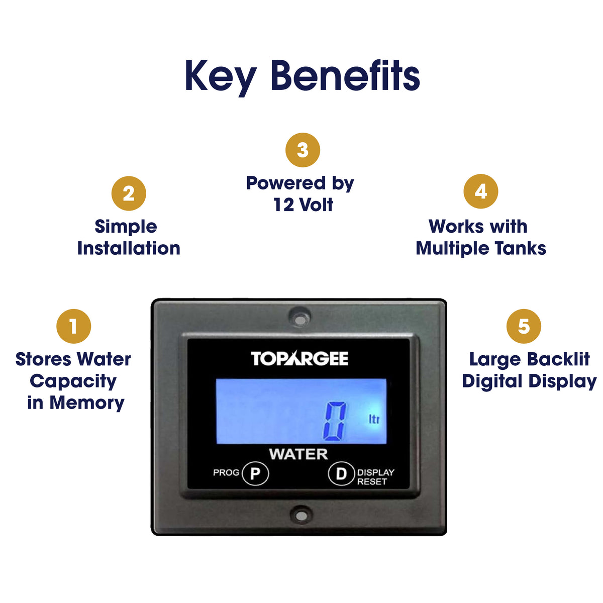Key benefits of the Topargee Flush Mount Water Tank Gauge for RV caravan, overlander and marine use